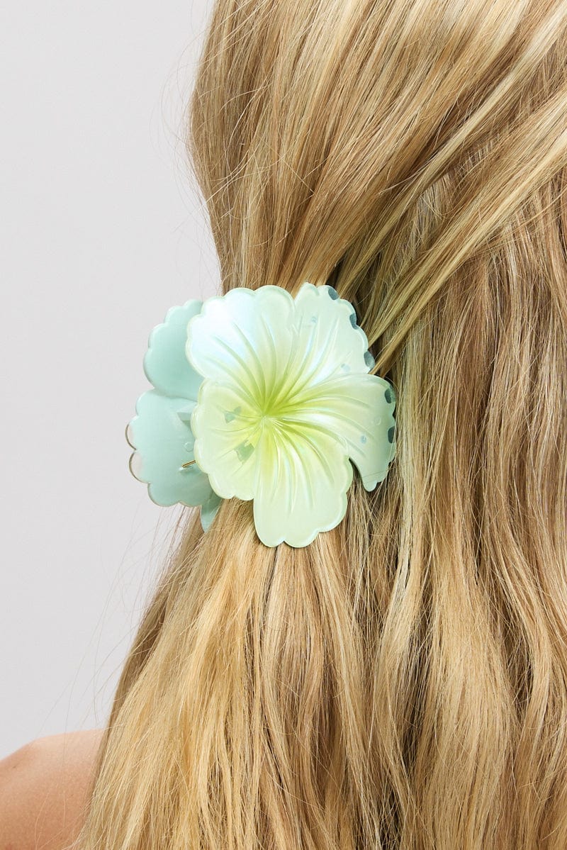 Blue Flower Claw Clip