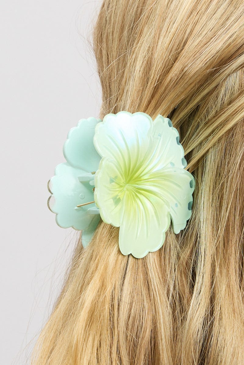 Blue Flower Claw Clip