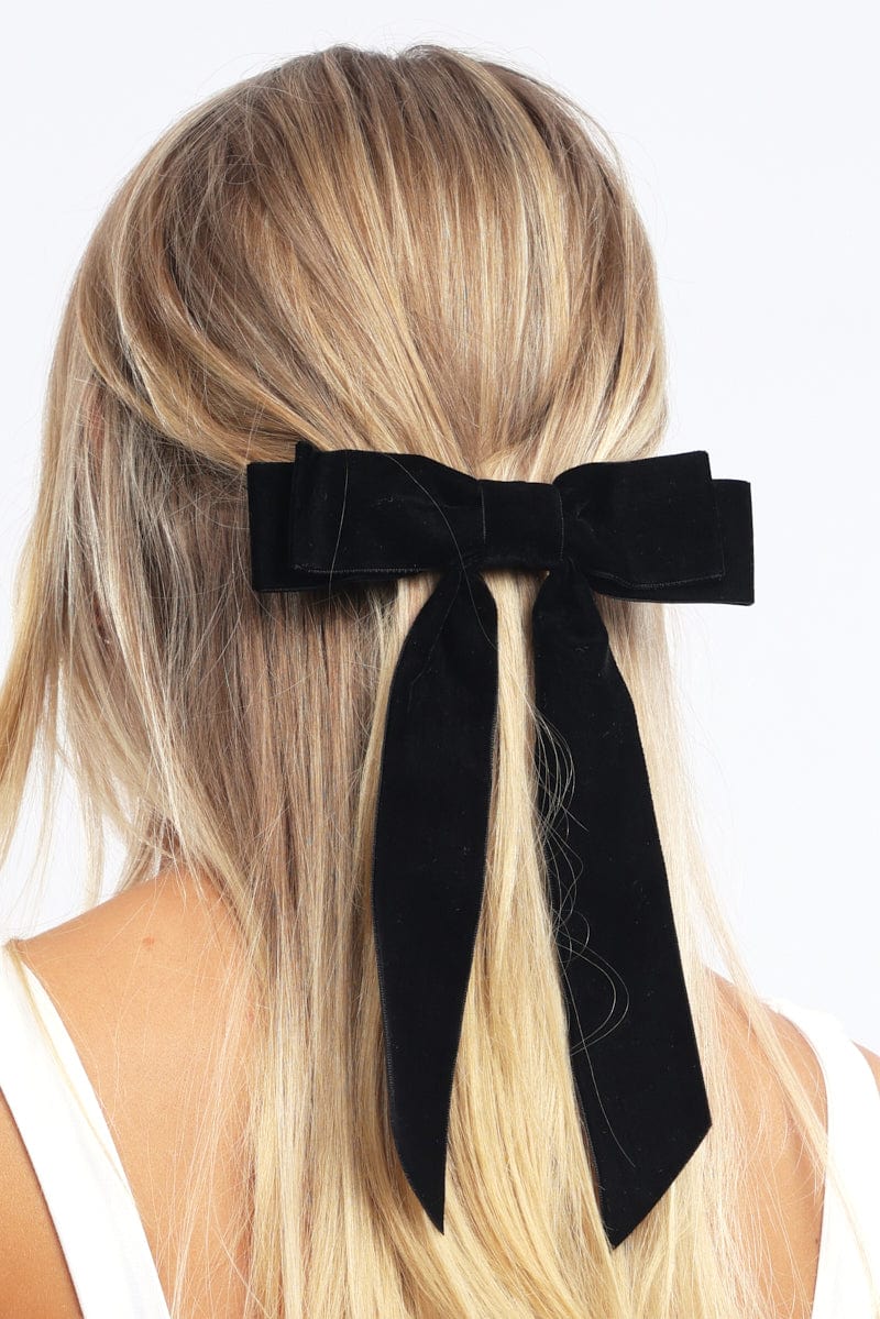 Black Velvet Hair Bow