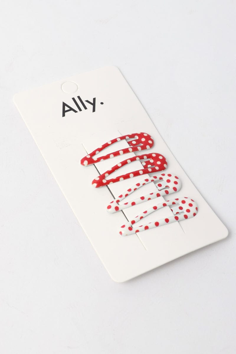 Multi Polka Dot 4 Pack Hair Clips