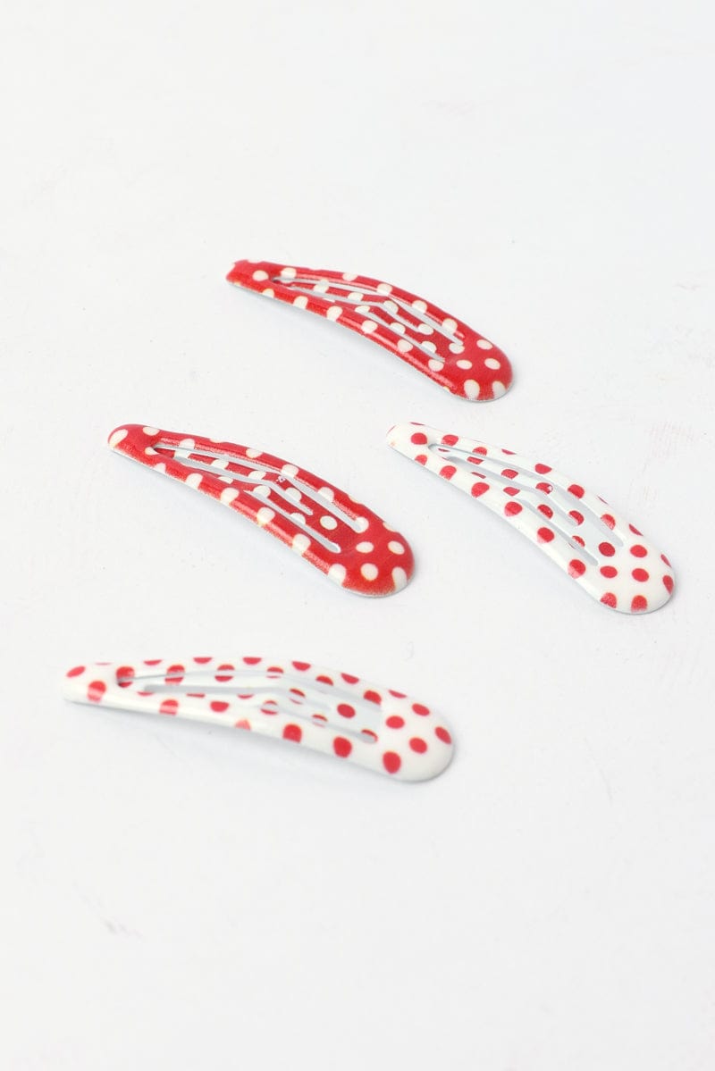 Multi Polka Dot 4 Pack Hair Clips