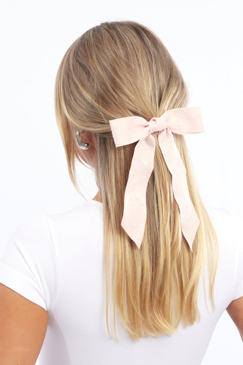 Pink Textured Hair Bow