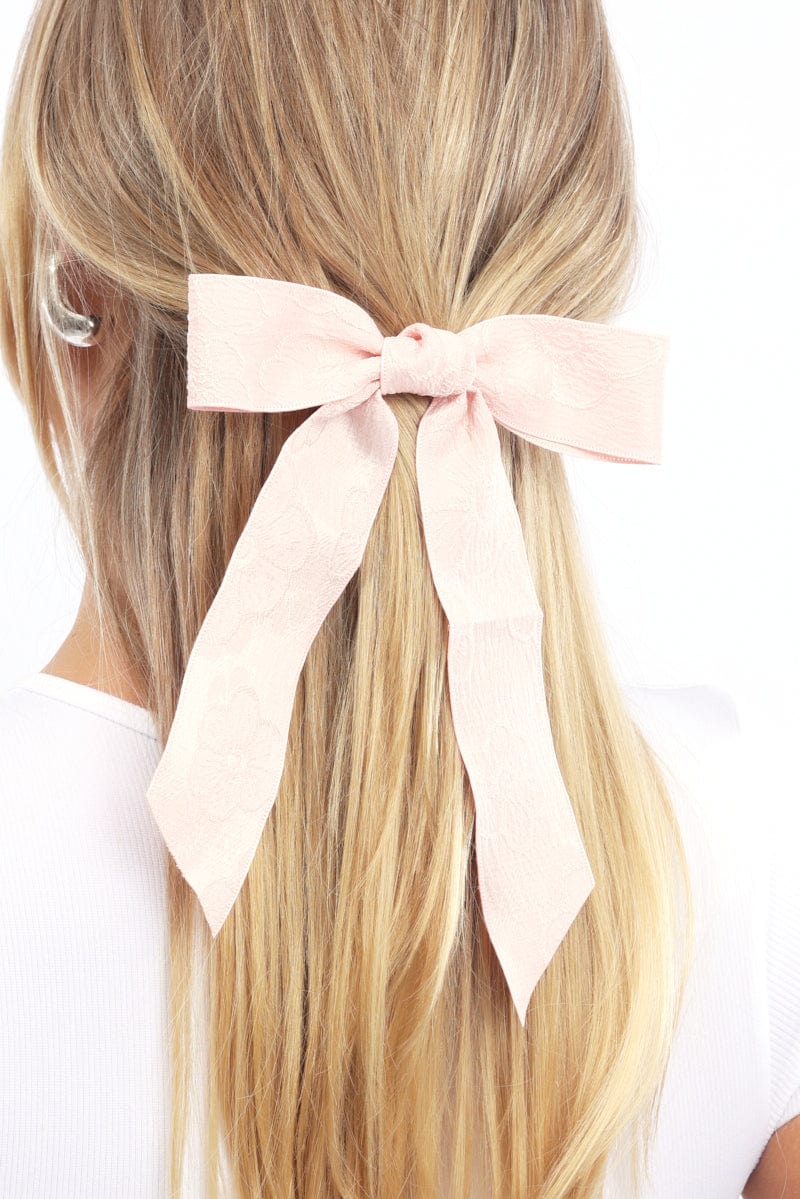 Pink Textured Hair Bow