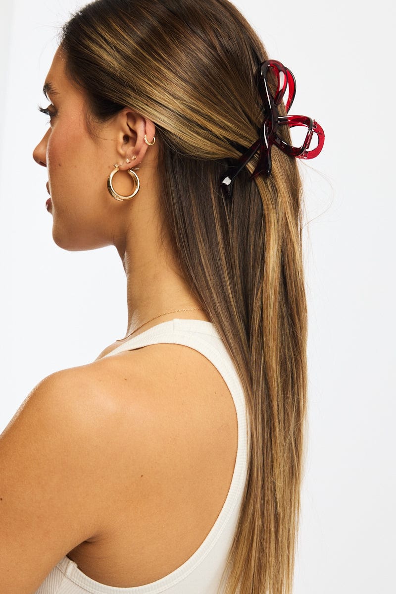 Red Bow Claw Clip