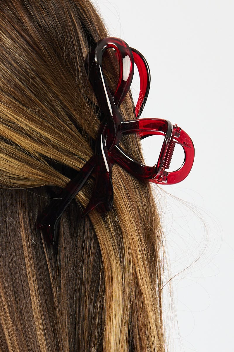 Red Bow Claw Clip