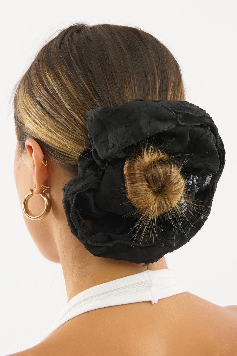 Black Oversized Scrunchie