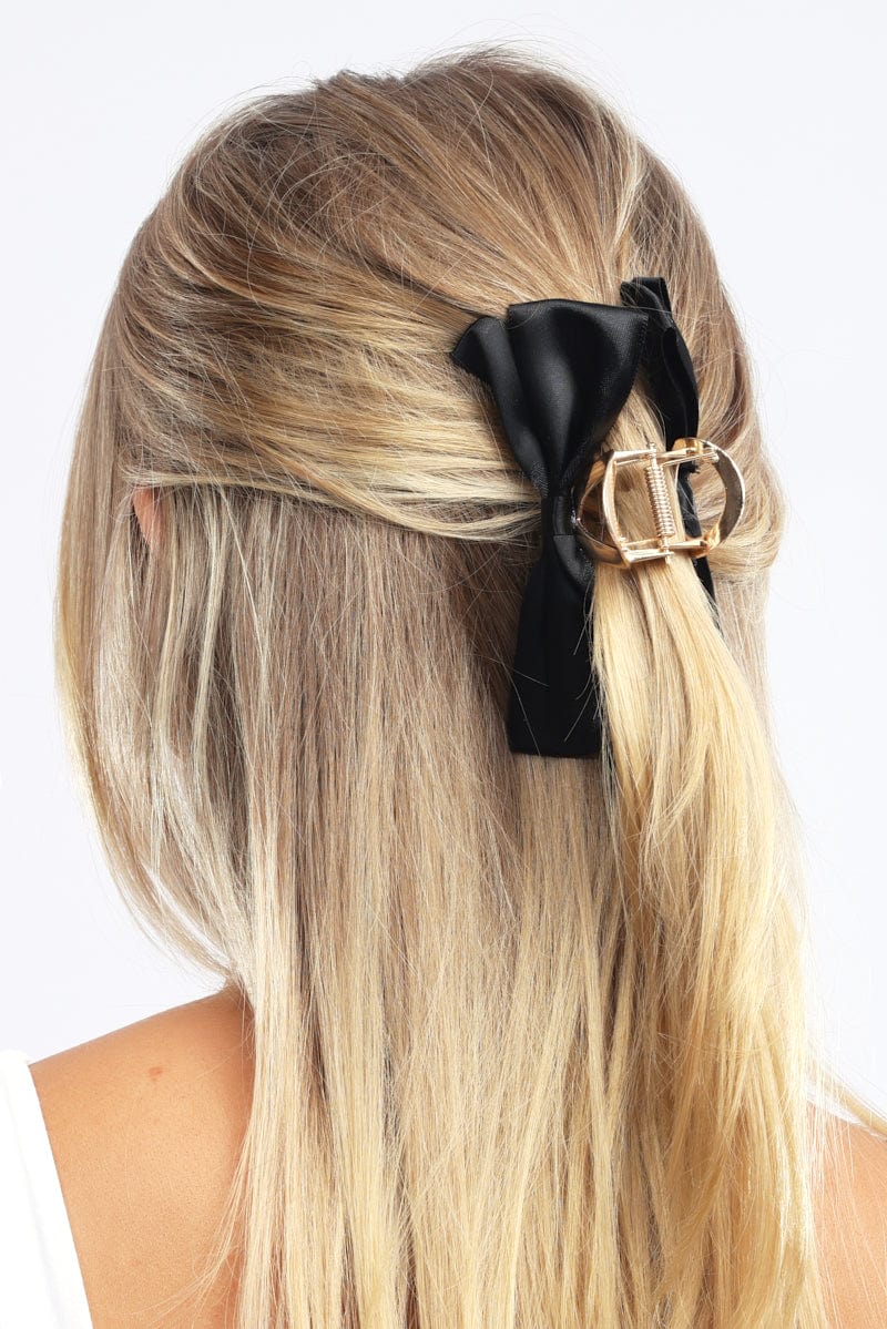 Black Bow Hair Claw Clip