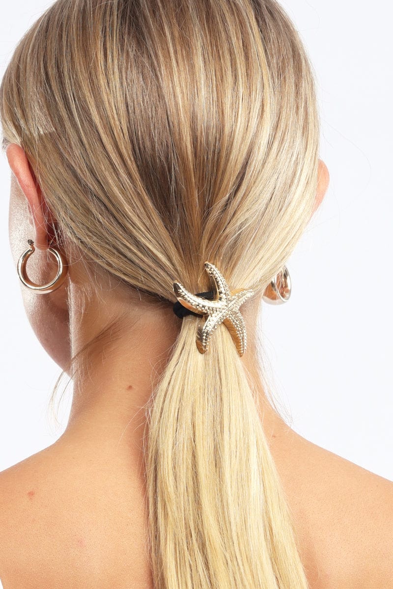 Gold Starfish Hair Tie