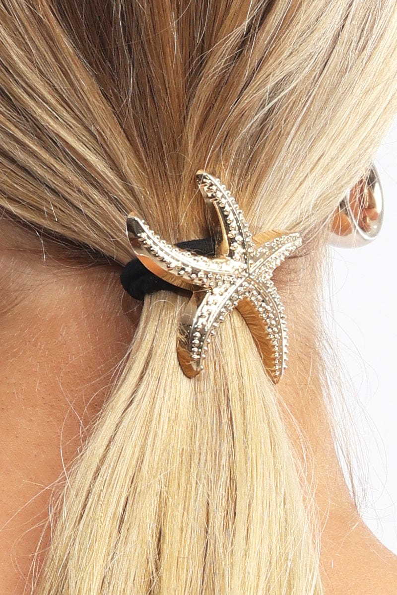 Gold Starfish Hair Tie