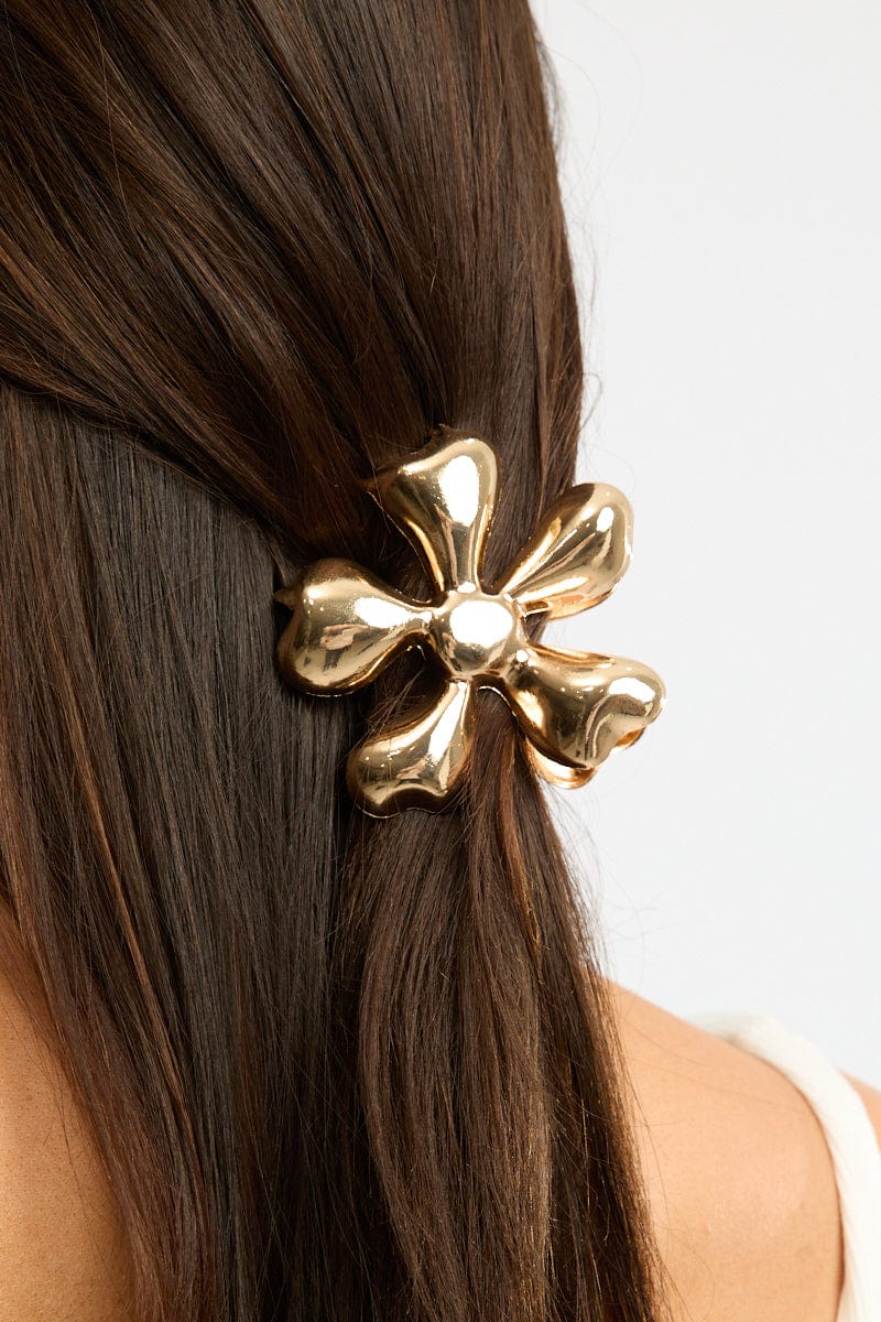Gold Flower Claw Clip