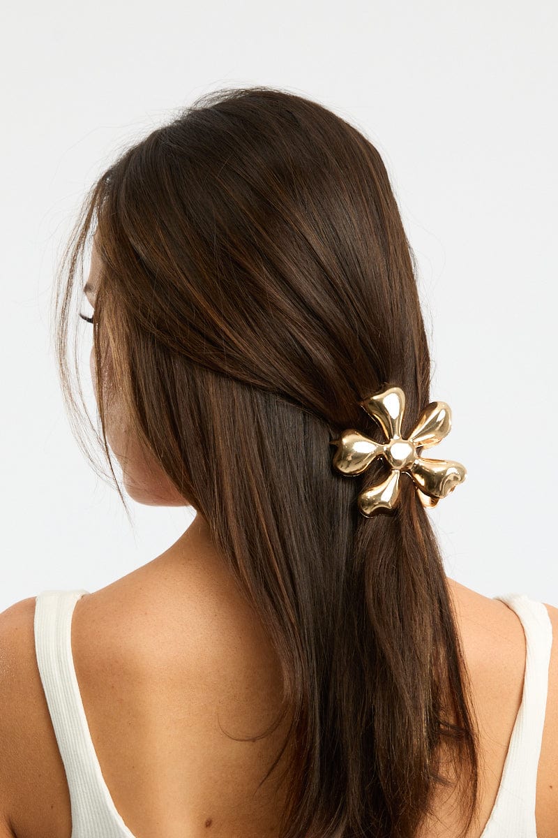 Gold Flower Claw Clip