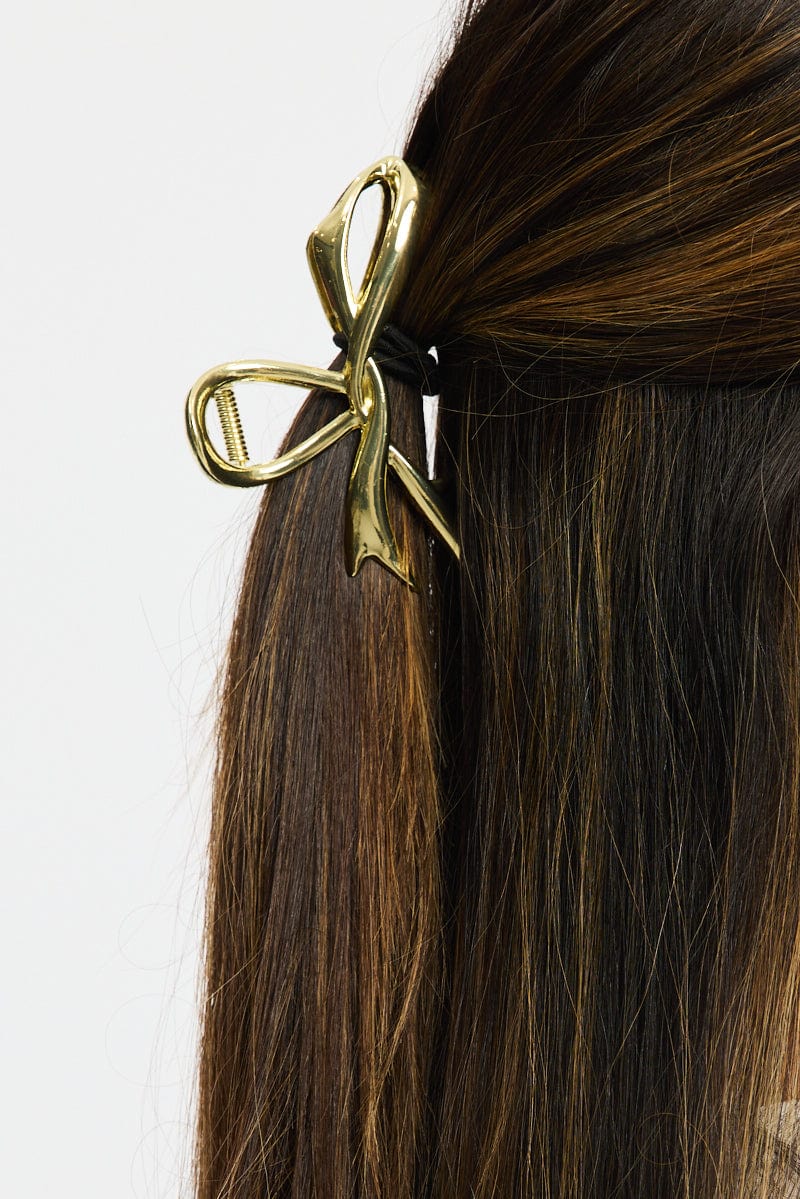 Gold Bow Claw Clip
