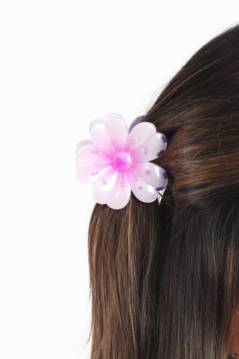 Purple Sakura Flower Hair Claw Clip