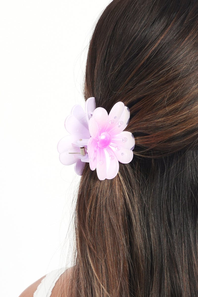 Purple Sakura Flower Hair Claw Clip
