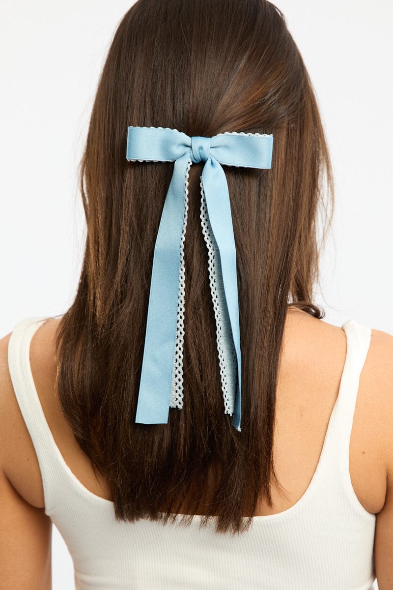 Blue Bow Hair Clips