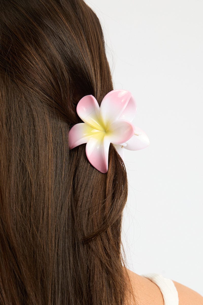 Pink Hibiscus Flower Claw Clip