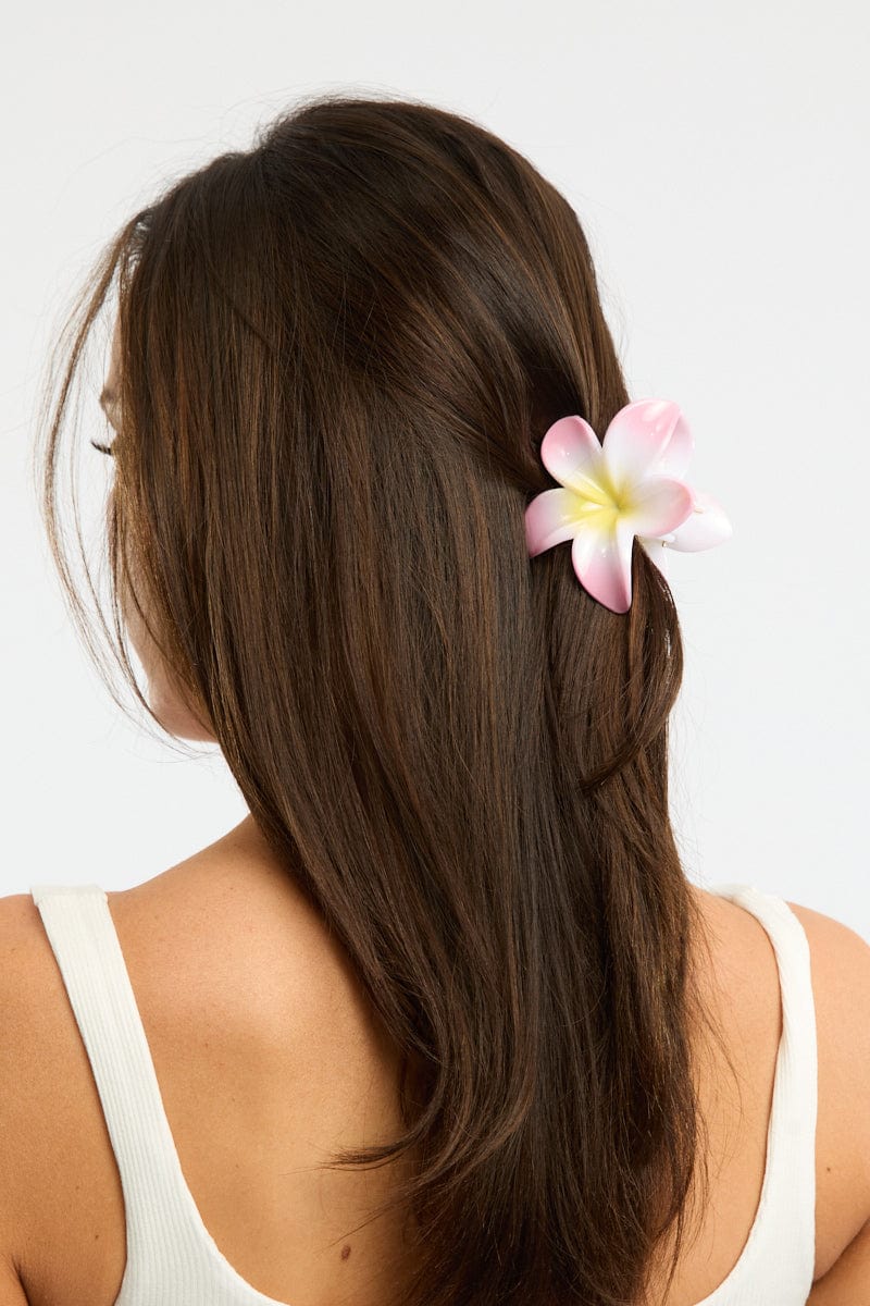 Pink Hibiscus Flower Claw Clip
