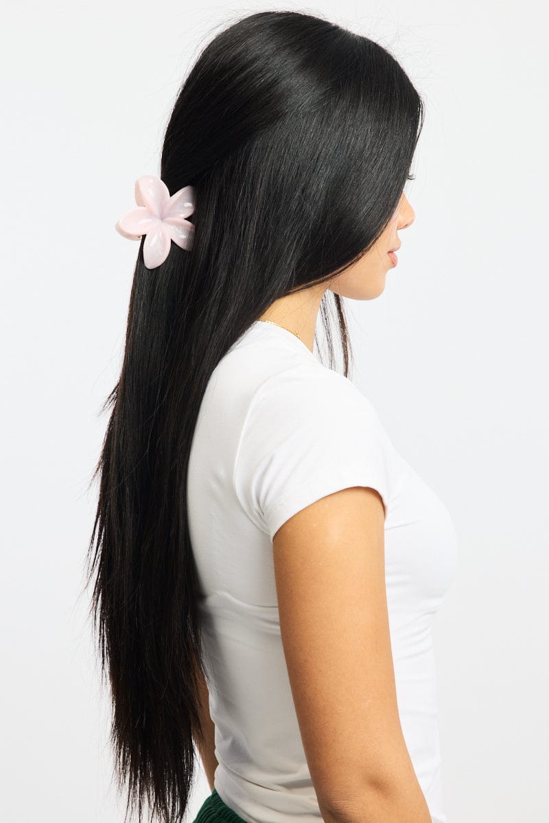 Pink Marbled Flower Claw Clip
