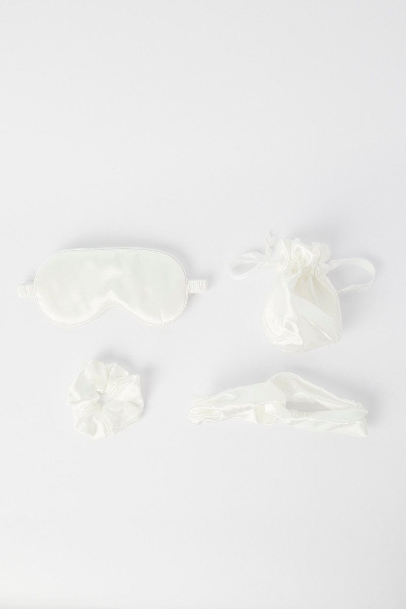 White Eye Cover And Hair Accessories Travel Beauty Bag