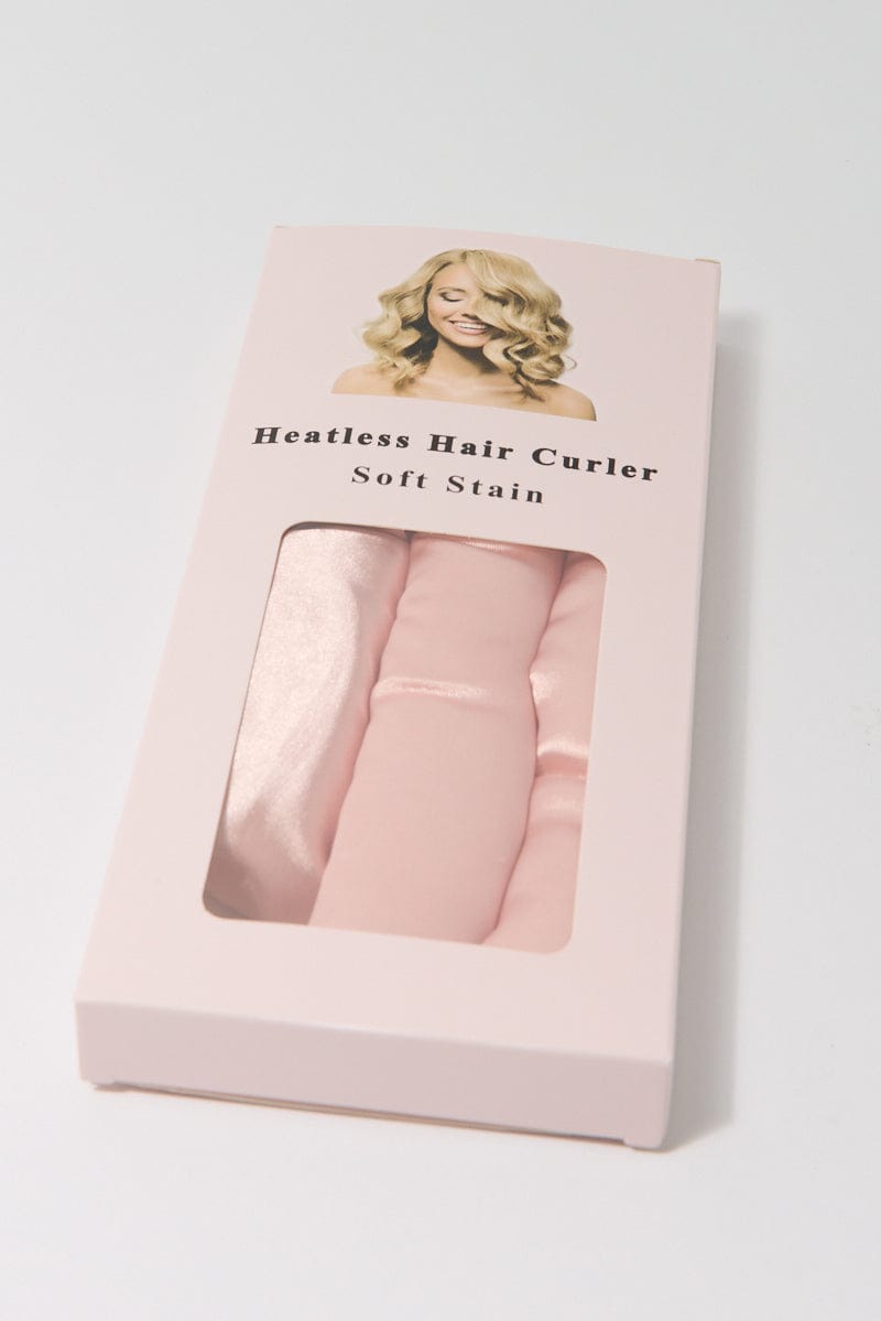 Pink 2 Pack Heatless Hair Curler Set