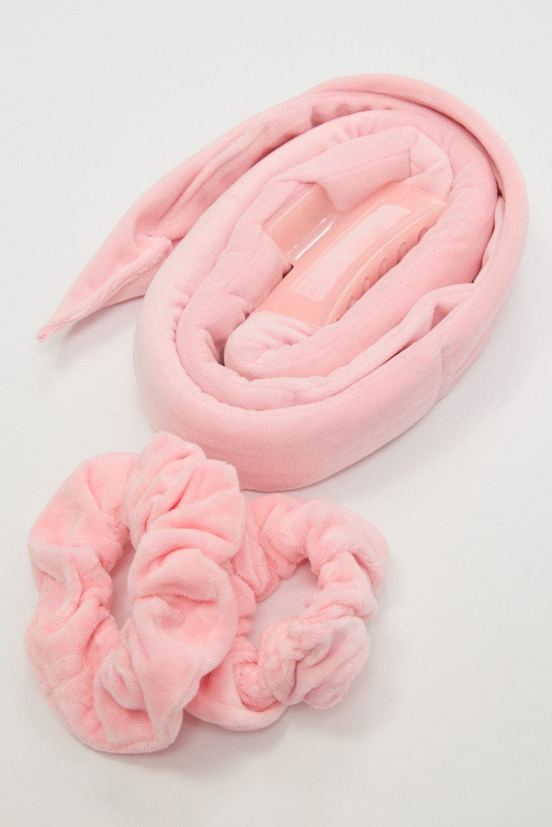 Pink Heatless Hair Curler Set