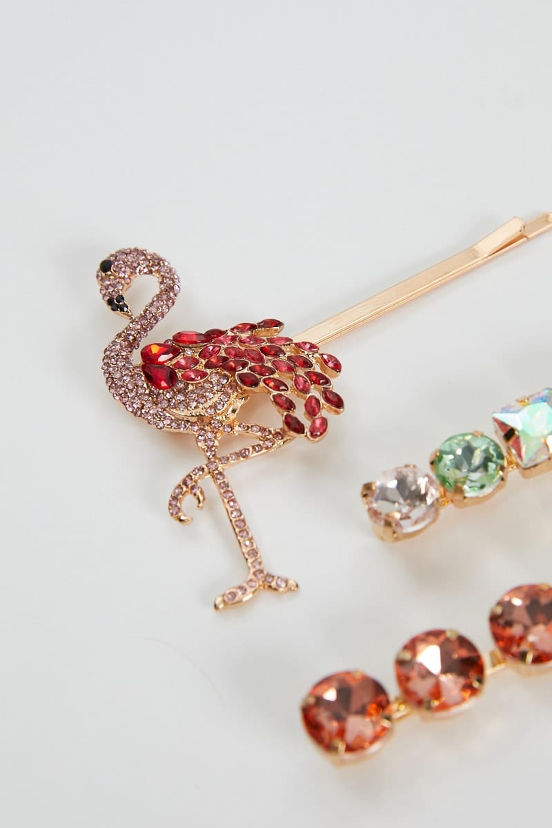 Pink Diamante Hair Clips
